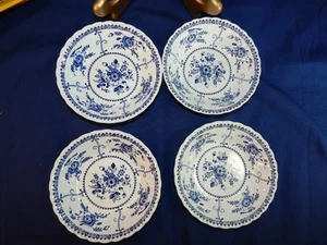 4 Johnson Brothers Blue Indies Fruit Dessert Sauce Bowls Flowers England 5" - Picture 1 of 4
