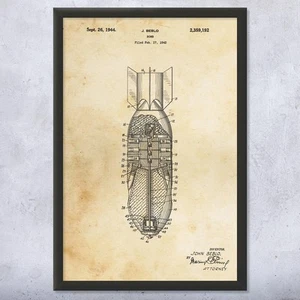 Póster de arte de pared con patente de bomba aérea, lienzo o técnico de municiones enmarcadas - Imagen 1 de 15