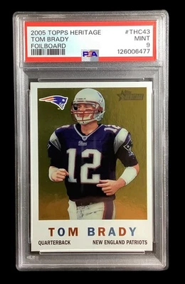 Topps Heritage #THC43 2005 Tom Brady; tablero de aluminio dorado refractor SSP PSA 9 (como nuevo) Foto 1 de 2