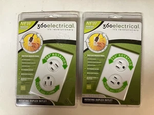 QTY 2 360 Electrical Rotating Dual Duplex Outlet White 360 Degree Rotation NEW - Picture 1 of 2
