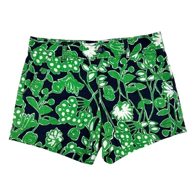 Pantalones Cortos Lilly Pulitzer Verde Marino Estampado Floral Mezcla Algodón Para Mujer 4 Foto 1 de 4