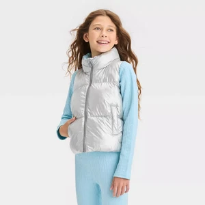 All in Motion Kids Full Zipper Reversible Quilted Puffer Vest Stand Up - Picture 1 of 4