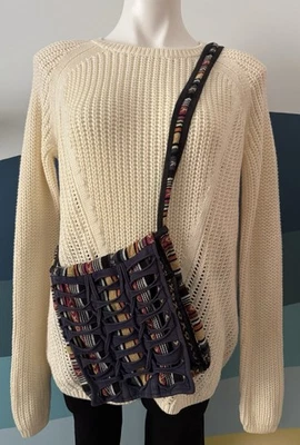 Kathmandu Crossbody Bag Shoulder Bag Bohemian Nepal Hippy Cotton 8”x9” - Image 1 of 4