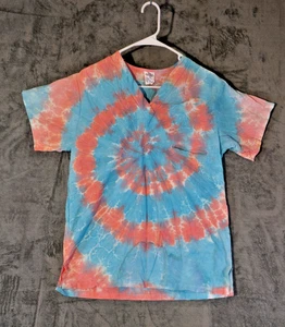 Artisan Hand Dyed Scrubs & Beyond Spiral Tie-Dye Scrub Top Medium No Tag - Picture 1 of 9
