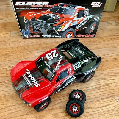 Traxxas Slayer Pro 4x4 Body & Tire Combo - Rare! Mark Jenkins, Red, 14 mm, 5973A - Image 1 of 4