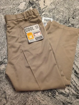 Nuevo con etiquetas Haggar Classic Fit Cool 18 Pro. Caqui Talla 40 X 29. Pantalones de golf de vestir M23 Foto 1 de 4