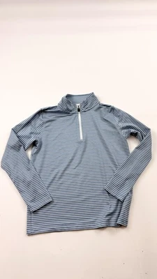 Pullover activo Crewcuts juvenil mediano 8-10 azul a rayas cuarto cremallera manga larga Foto 1 de 4