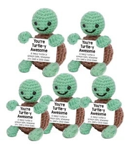 Mini Divertido Positivo 5 Pack Tortuga, Pequeño Hecho a Mano Ganchillo Animales Lindas Cosas - Imagen 1 de 8