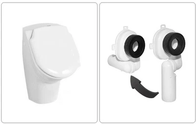 BÄDER BOUTIQUE Urinal Urinalbecken Pissuar & Deckel Zulauf Hinten Ablaufgarnitur Hygiene Glasur