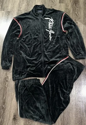 Traje de chándal de terciopelo Phat Farm para hombre talla 4XL negro rojo blanco vintage hip hop Foto 1 de 4