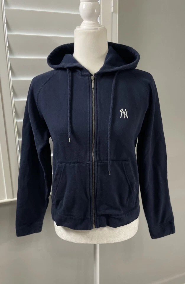 New York Yankee’s Navy Blue Full Zip Up Sweatshirt Jacket Women’s Size S Hooded - Image 1 of 4