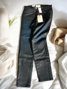 Current/Elliott The Stiletto Navy Black Coated Skinny Jeans W25, NEW - Picture 1 of 7
