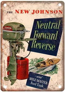 Vintage Ad 1949 2PG JOHNSON QD OUTBOARD Motor Reproduction Metal Sign L133 - Picture 1 of 1
