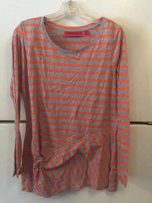 BELLE GRAY by LISA RINNA Medium Ladies Gray & Orange Long Sleeve Shirt Top - Image 1 of 3