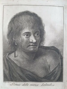 Donna abitante della Nuova Zelanda Polinesia Francese James Cook XVIII secolo - Picture 1 of 3