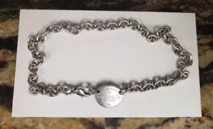 TIFFANY & CO RETURN TO TIFFANY OVAL NECKLACE 16'' SILVER 925 AUTH (YTP024740) - Picture 1 of 5