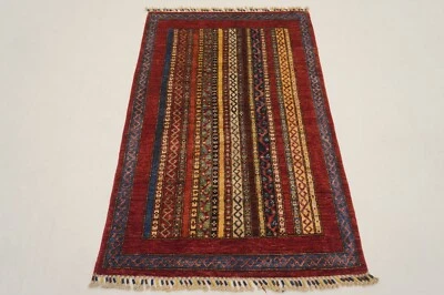 3 x 5 ft Red Turkish Shawl Hand Knotted Wool Tribal Oriental Area Rug - Image 1 of 4