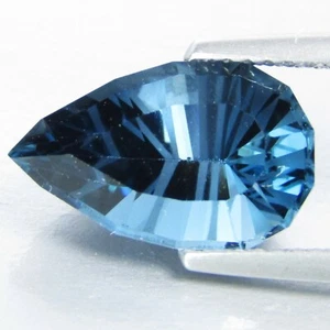 5.44Cts Genuine 100% Natural London Blue Topaz Pear Custom Cut  Loose Gem - Picture 1 of 4