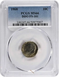 1968 Roosevelt Dime DDO FS-101 MS66 PCGS - Picture 1 of 2
