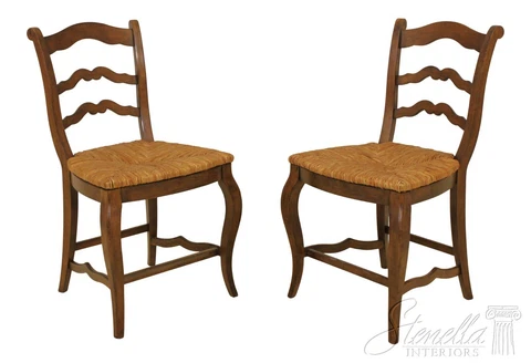 F58228EC: Pair Country French Rush Seat Counter Chairs Cover