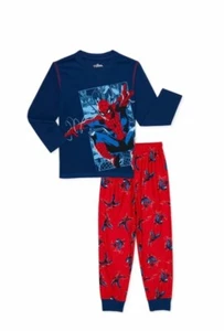 Spiderman Pajama Set Boys 6/7 Small Red Blue Long Sleeve Marvel - Picture 1 of 3