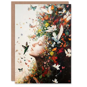 Mother Nature Birds Butterflies Colourful Flowers Birthday Greeting Card - Picture 1 of 6