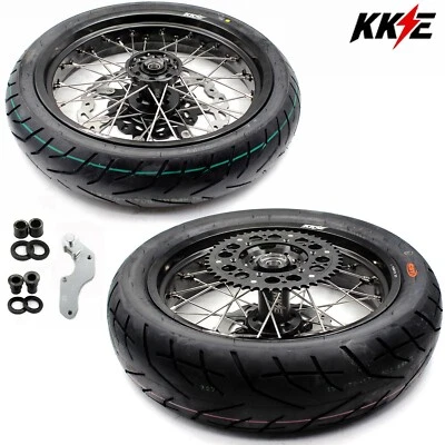 KKE 17" Supermoto Wheels Tires for Suzuki DRZ400S 2000-2025 DRZ400E DRZ400 Black - Изображение 1 из 4