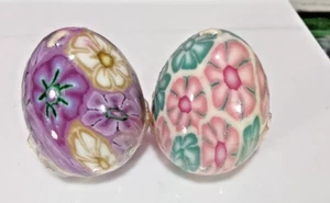 Decorative Egg Shaped Pink and Purple Milfoil Floral Candles 2.5" x 2" - Picture 1 of 6