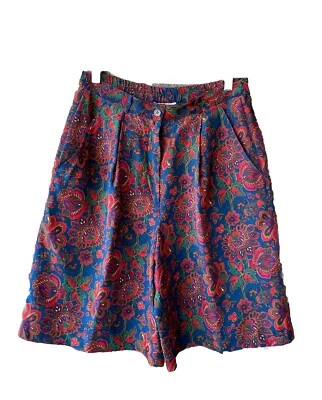 VTG Talbots 100% Silk Women’s Shorts Sz 8 Red Floral Print  - Image 1 of 4