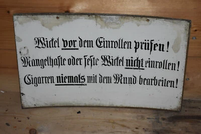 Altes Schild Zigarrenfabrik um 1900,Betriebsanweisung,Raucher,Tabak,Original - Bild 1 von 2