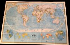 National Geographic Society THE WORLD MAP Physical Political 1994 43 x 30 inches
