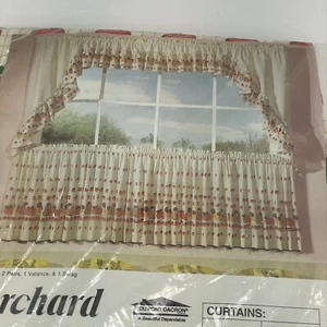 Vintage Orchard Fruit Pocket Rod Curtain Valance & Swag 36x60 Du Pont Dacron - Picture 1 of 11