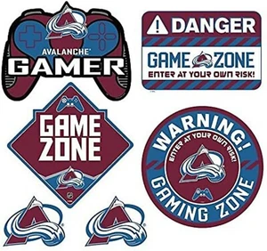 JUEGO DE 6 CALCOMANÍAS DE PARED REPOSICIONABLES COLORADO AVALANCHE GAMER TEXTURIZADAS 12X14 - Imagen 1 de 1