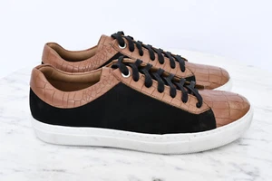 Brothers United Mens Arkansas Tan Crocodile/Black Nubuck Sneakers Sz 8 New - Picture 1 of 11