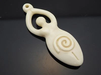 Diosa de la Fertilidad Árbol de la Vida Agua Búfalo Hueso Tallado Amuleto 2" Colgante Cordón Foto 1 de 4