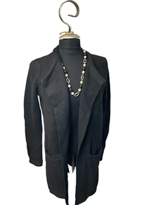 Loft NWT black Cozy Open Coatigan cardigan collared tapered XS - Picture 1 of 7