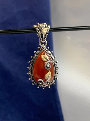 Pingente de prata esterlina ouro 18K Barbara Bixby cornalina 13,02 g joias finas - Imagem 1 de 4