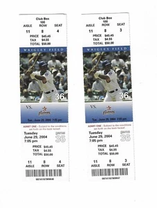 Chicago Cubs vs Houston Astros unbenutzte Baseball Tickets vom 29.06.2004 - Bild 1 von 2