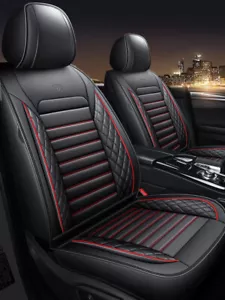 Universal Leather Car Seat Covers Protector 5-Seats Full Set Front Rear Cushion - Picture 1 of 13