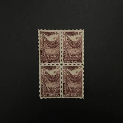 1947 French Guyane 50c stamp block of 4, Scott 194, mnh - Image 1 of 2
