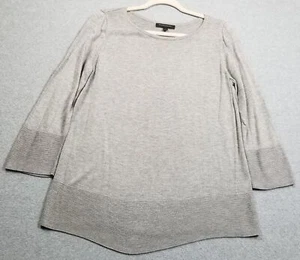 Banana Republic Top Womens Medium M Gray ¾ Sleeve Stretch Knit Pullover Crewneck - Picture 1 of 10