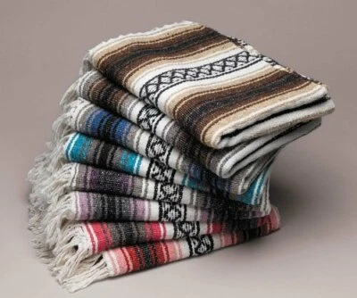 Genuine Falsa Mexican Blanket Hand Woven Serape Throw Yoga Wholesale Bulk Packs - Image 1 of 4