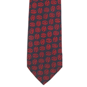 Vintage LADYBUG Pattern Mod Geometric Circle Red Blue Mens Silk Neck Tie - Picture 1 of 2