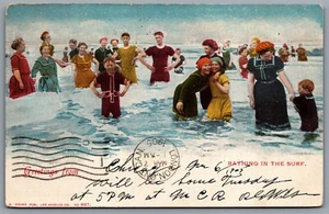 Postcard Chicago IL c1905 Greetings From Chicago Bathing In The Surf RPO Cancel - Picture 1 of 2