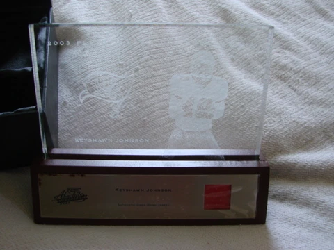 2003 Playoff Absolute Memorabilia Keyshawn Johnson Etched Glass Plaque #19 of150 Cover