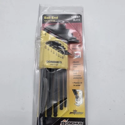 Bondhus 13 pc Ball End SAE Standard Inch Hex L Wrench Set .050 - 3/8in USA 10937 - Image 1 of 4