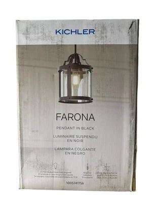 Kichler Farona 1-Light Pendant Light Black 10.5" 82358 - Image 1 of 4