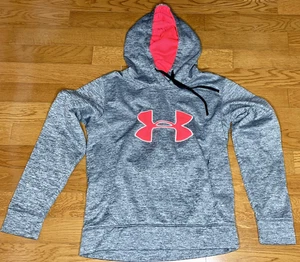 Sudadera con Capucha Pullover Naranja Fluorescente Gris Mediano Pequeño Underarmor - Imagen 1 de 7