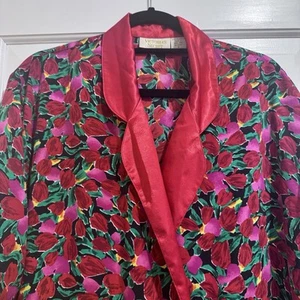Camicia da notte vintage Victoria's Secret vestaglia raso floreale doppiopetto media - Foto 1 di 13