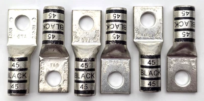 Lot of 6 Thomas Betts 54910BE Long Barrel 2/0 AWG Crimp Lugs 3/8" Hole 600 Volt - Image 1 of 4
